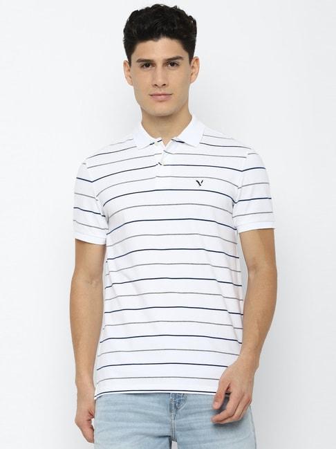 american eagle outfitters white regular fit striped polo t-shirts