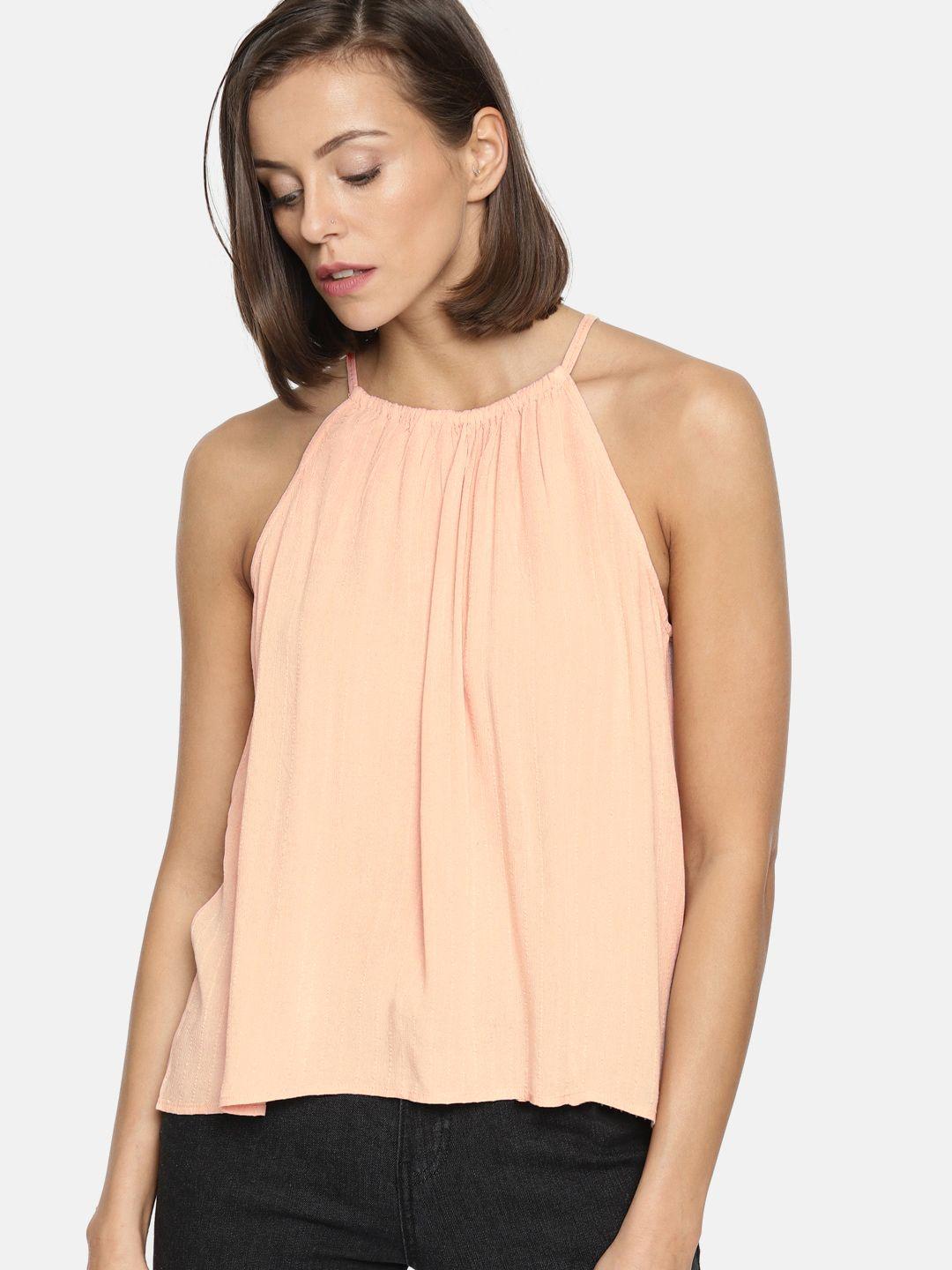 american eagle outfitters women peach-coloured solid top