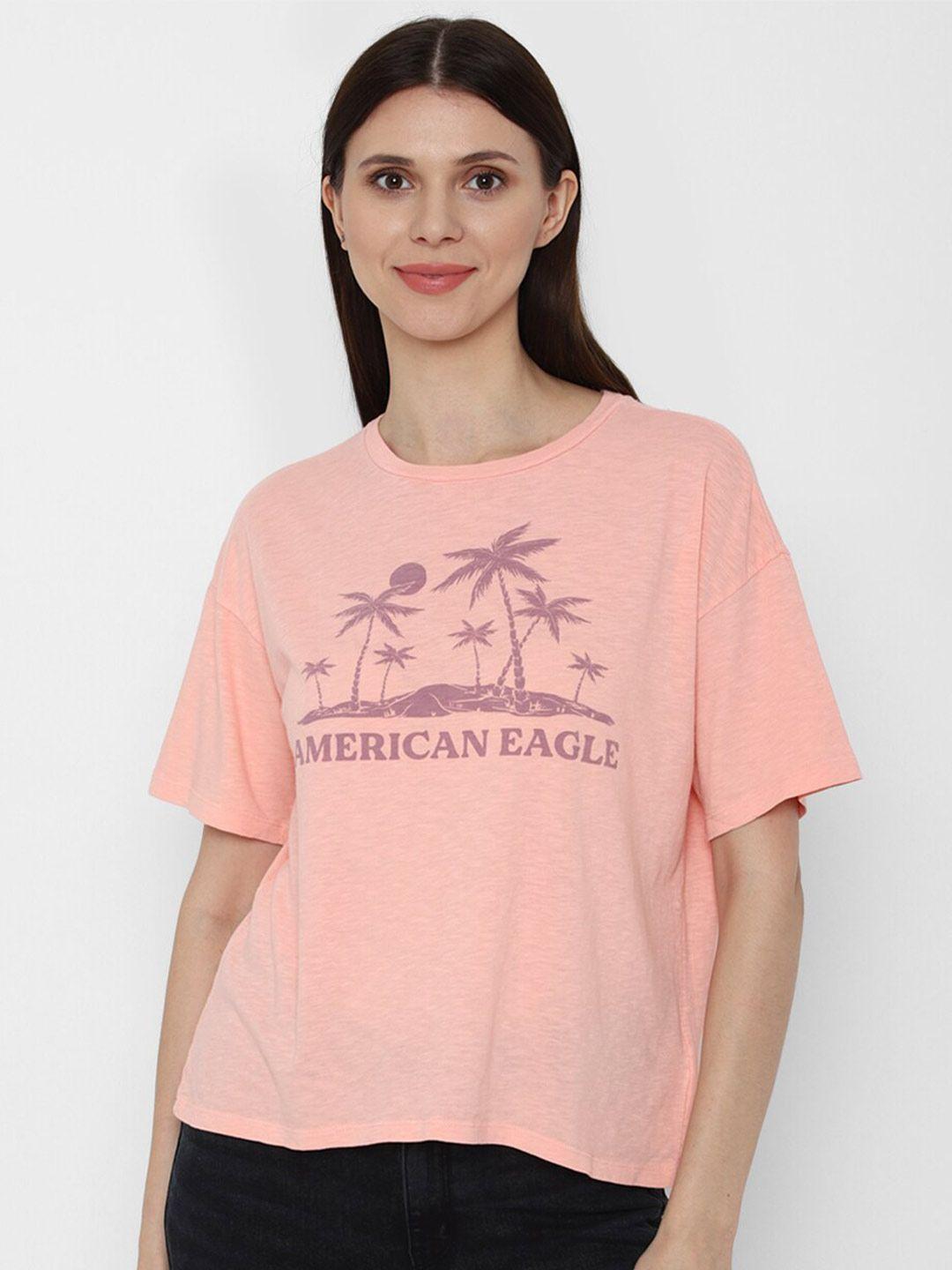 american eagle outfitters women pink printed t-shirt