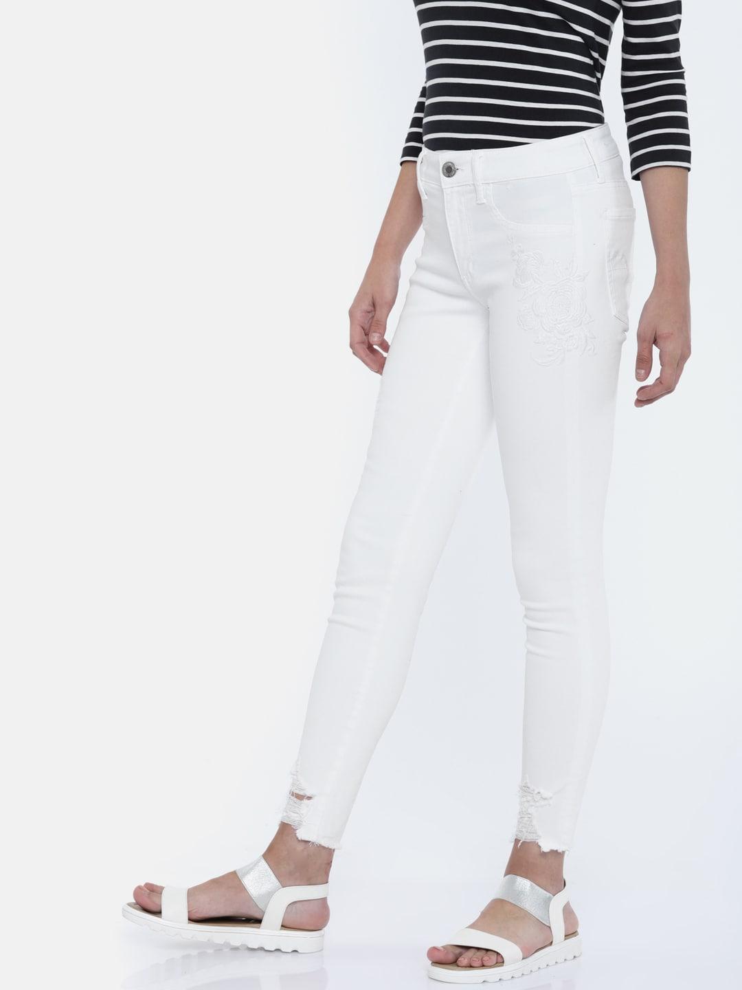american eagle outfitters women white solid jeggings