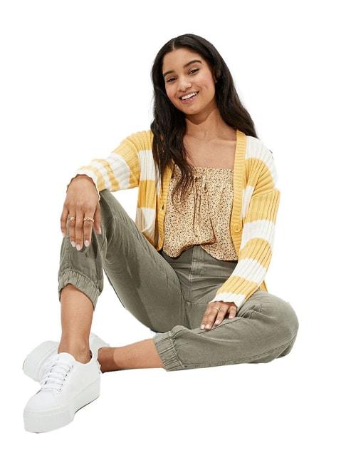 american eagle outfitters yellow striped cardigan
