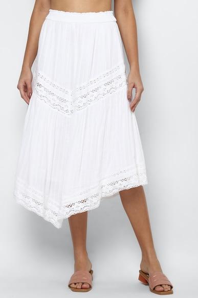 american eagle women white lace tiered midi skirt