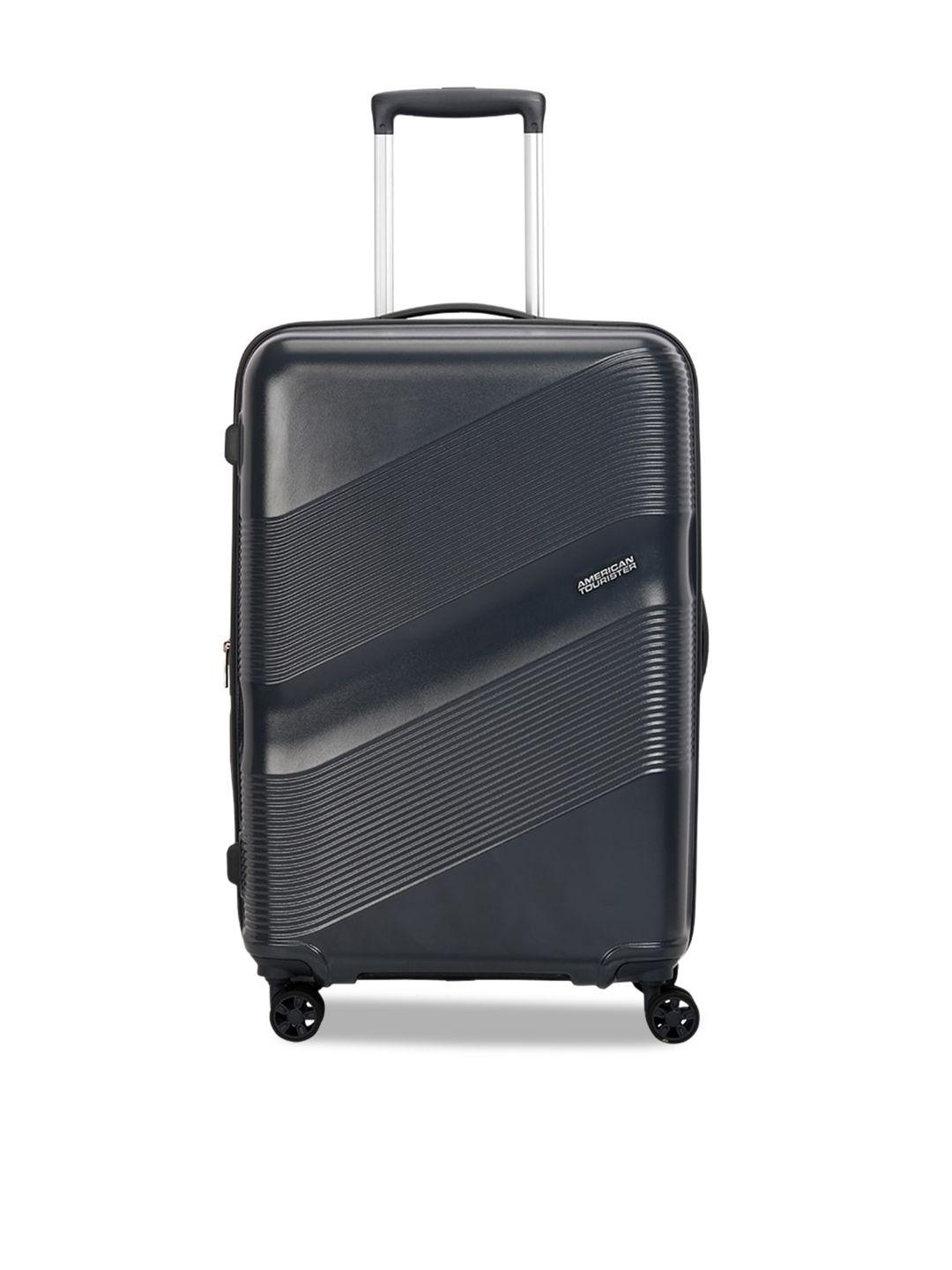 american tourister grey textured hard-sided trolley bag