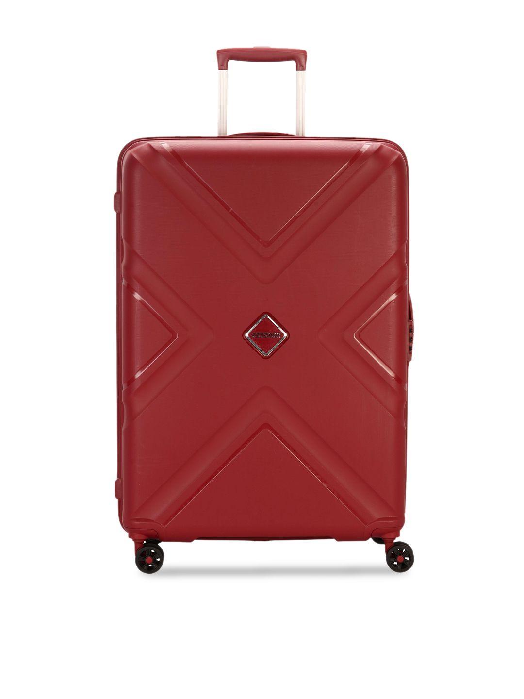 american tourister red solid cabin trolley bag