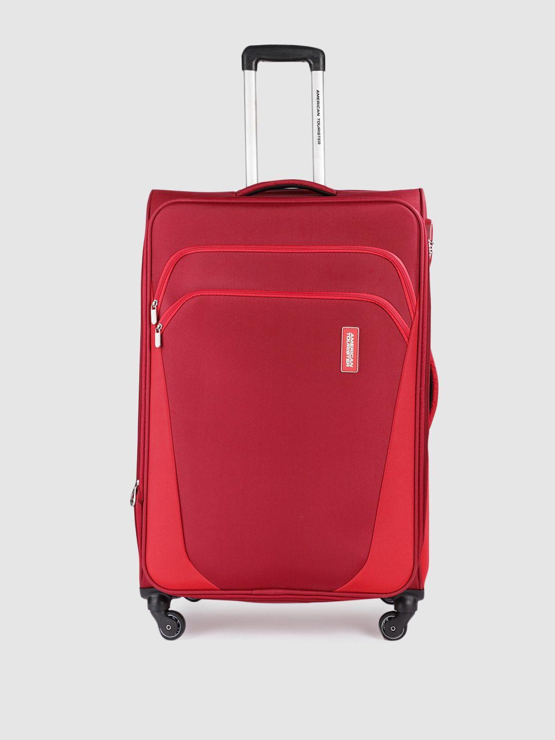 american tourister red solid kansas spinnerinner 80 large trolley suitcase