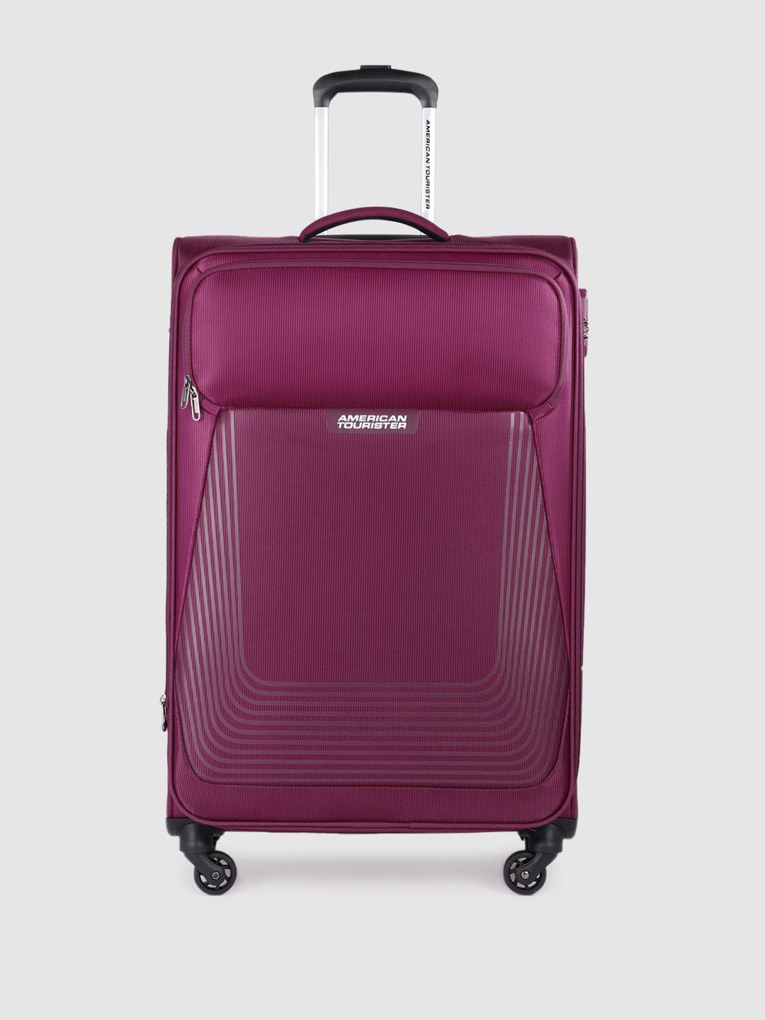 american tourister striped large trolley suitcase
