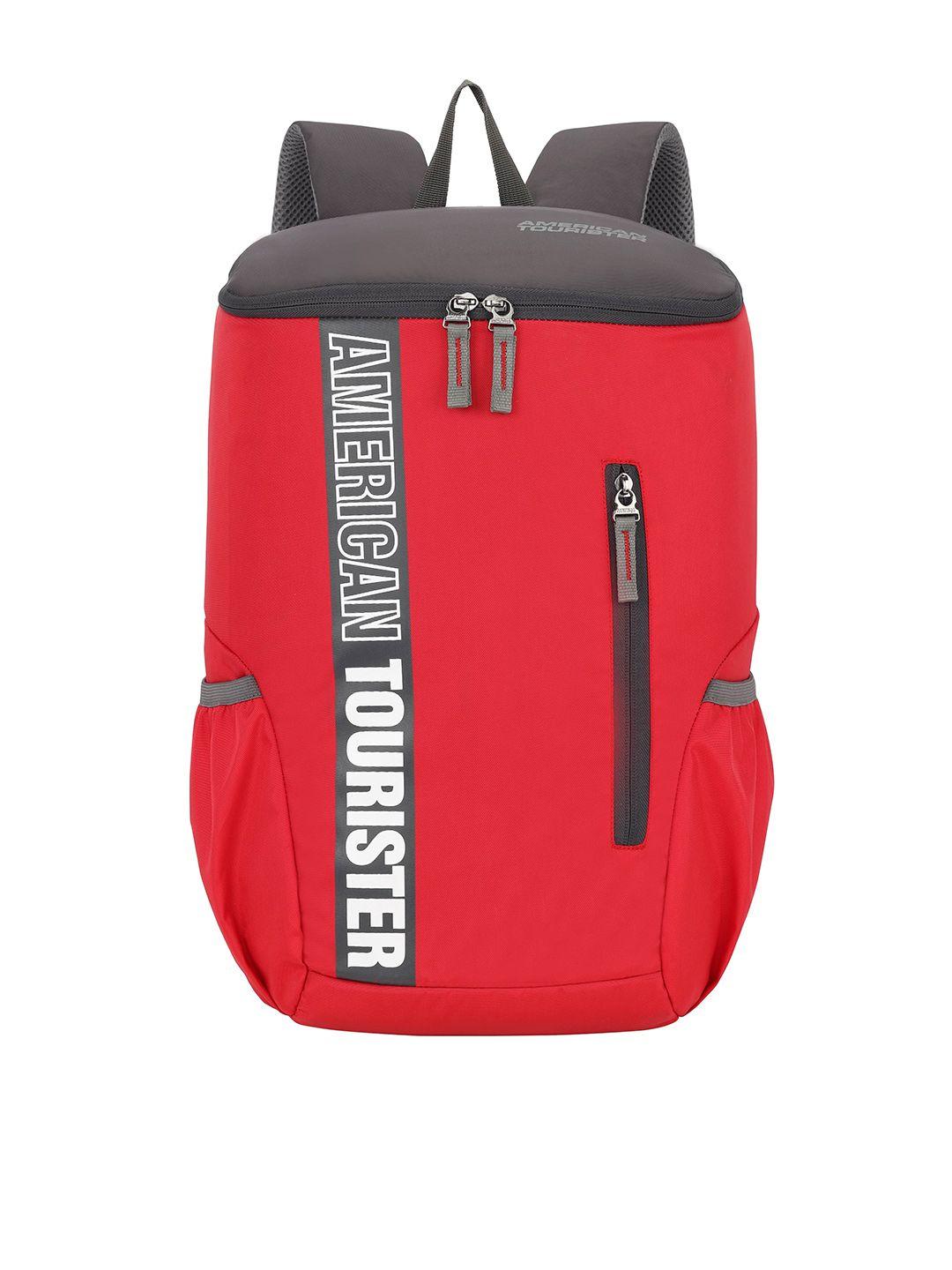 american tourister typography printed backpack with compression straps