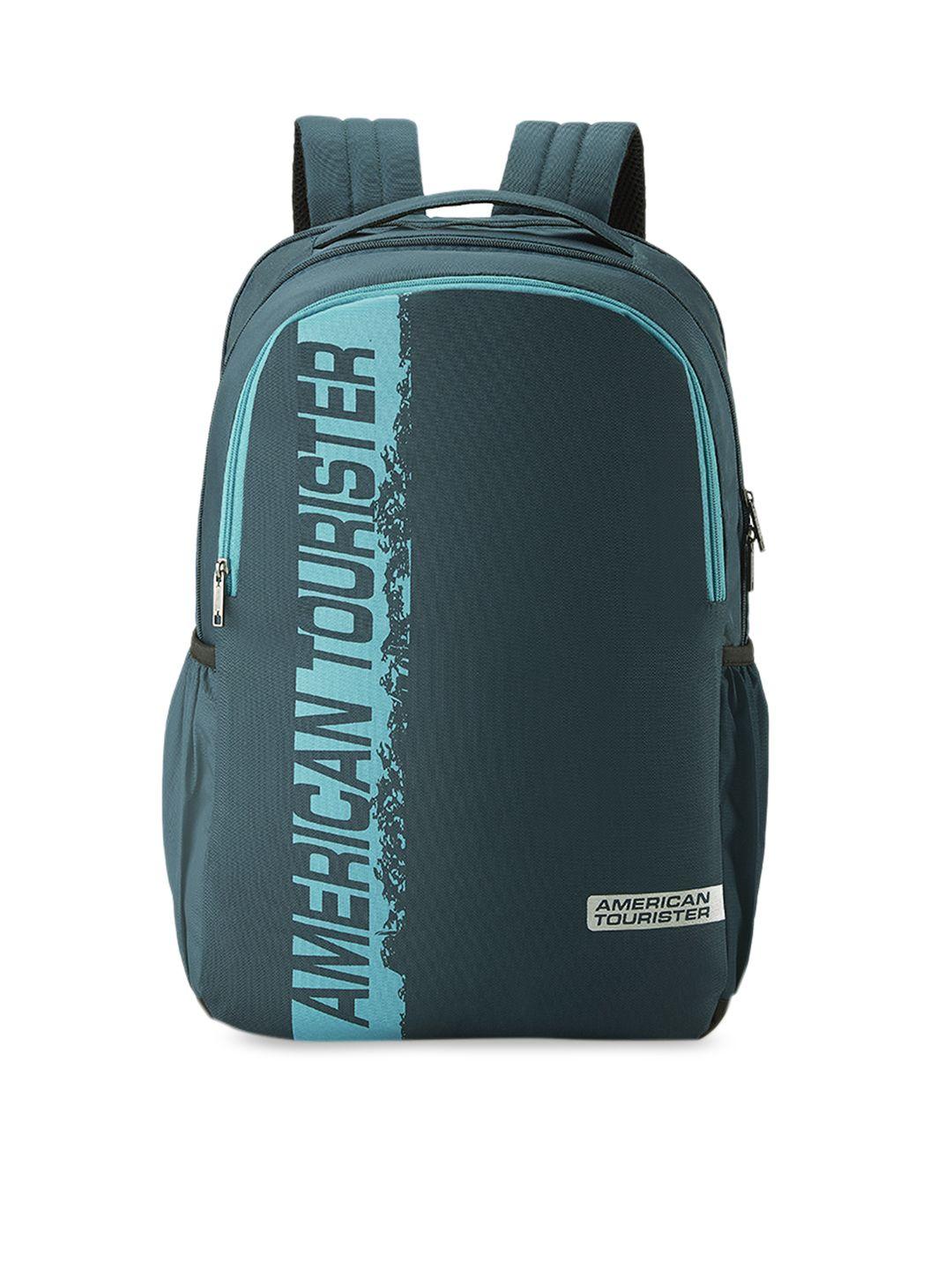 american tourister unisex blue typography backpack