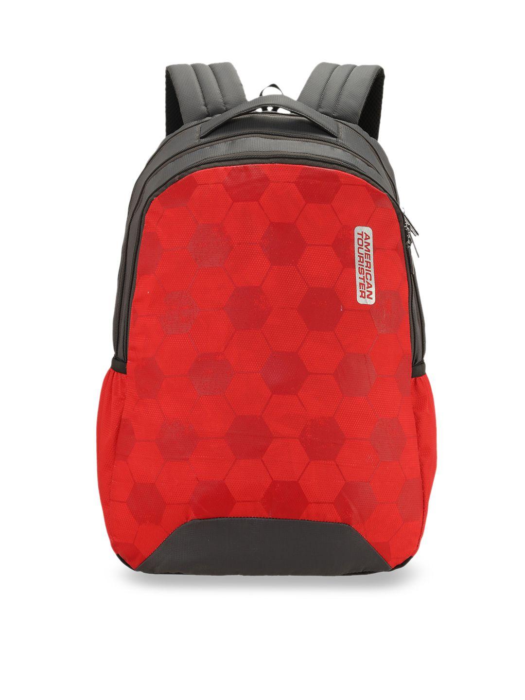 american tourister unisex red graphic backpack