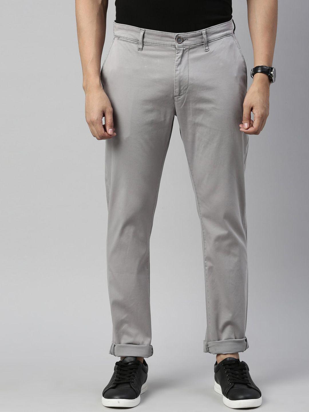 american bull men grey slim fit trousers