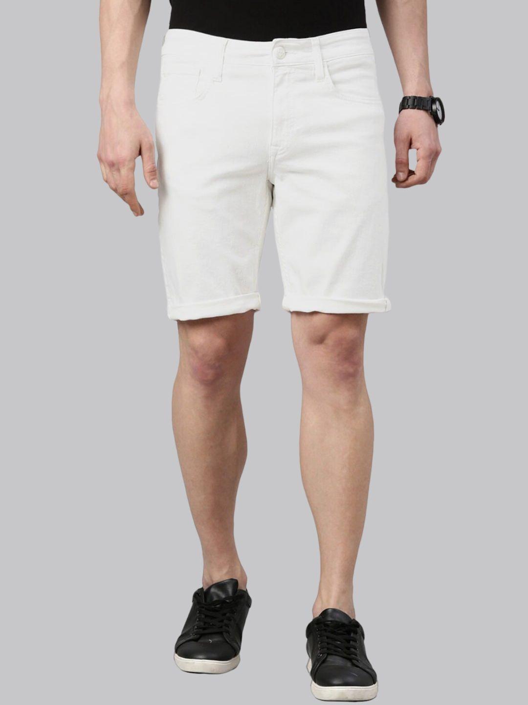 american bull men slim fit mid-rise denim shorts