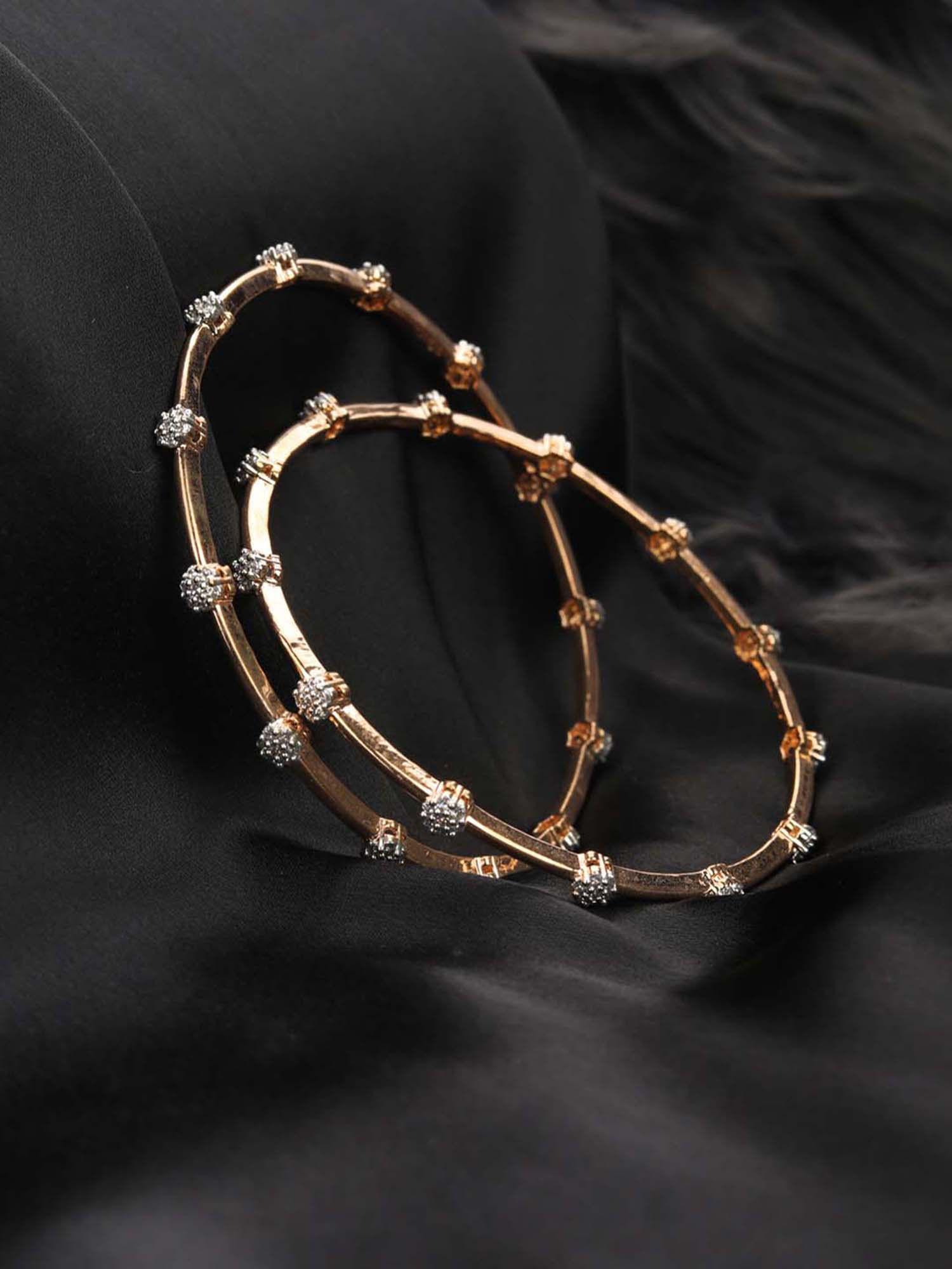 american diamond rose gold plated bangles set