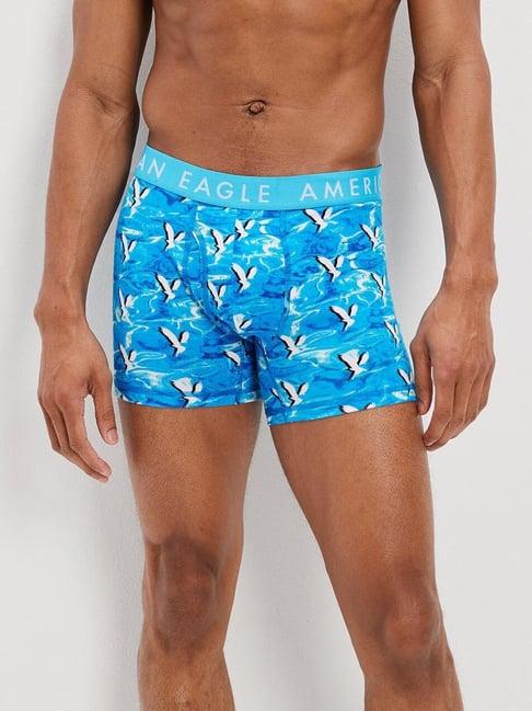 american eagle blue cotton regular fit printed trunks