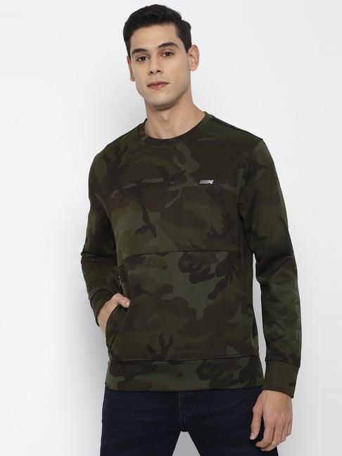 american eagle green cotton regular fit camouflage sweatshirt