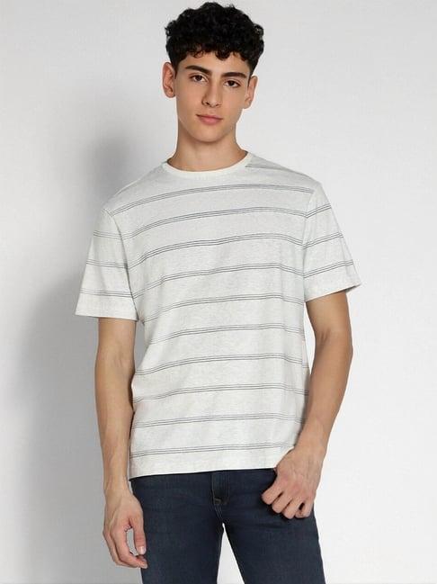 american eagle grey cotton regular fit striped t-shirt