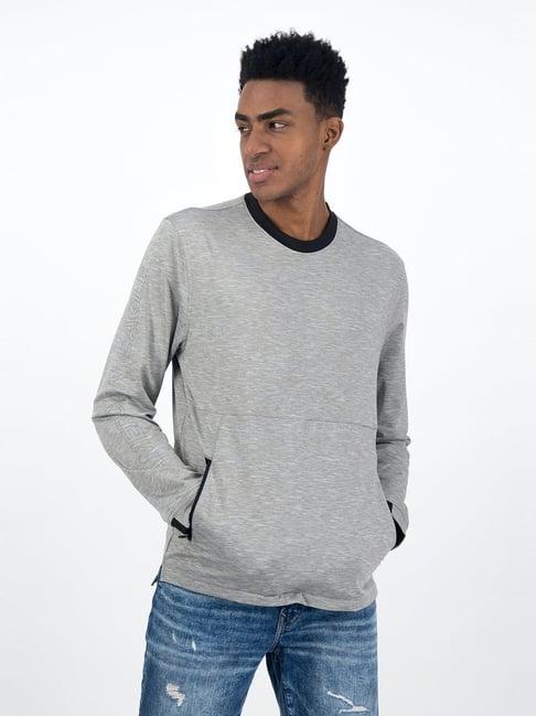 american eagle grey regular fit printed sweatshirt