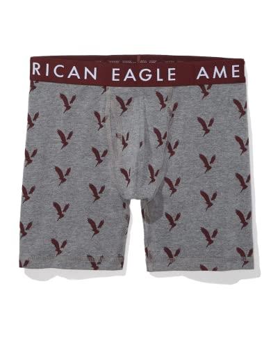 american eagle men's eagles 6" classic trunk underwear, gray, l