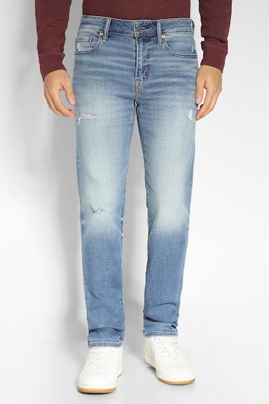 american eagle men blue airflex+ distressed slim straight jean