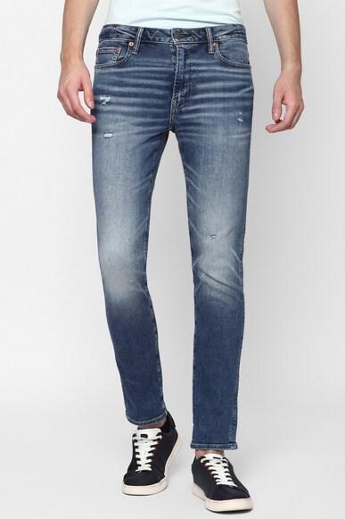 american eagle men blue airflex+ ripped slim jean