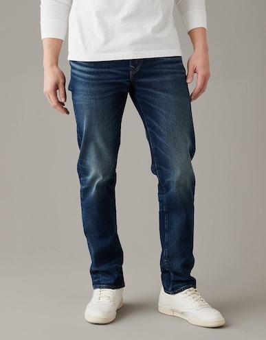 american eagle men blue airflex+ slim straight jean