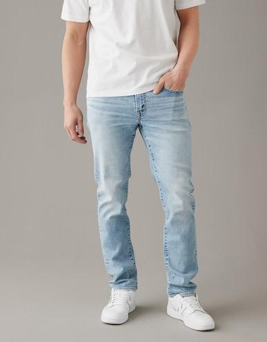 american eagle men blue airflex+ slim straight jean