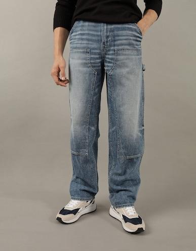 american eagle men blue athletic loose fit carpenter jean