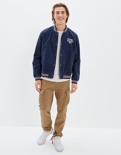 american eagle men blue bomber jacket