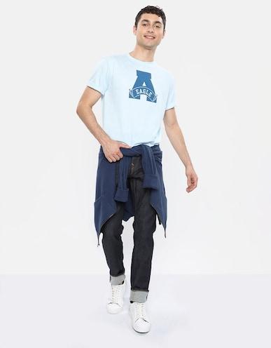 american eagle men blue logo graphic tee