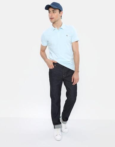 american eagle men blue slim fit flex polo shirt