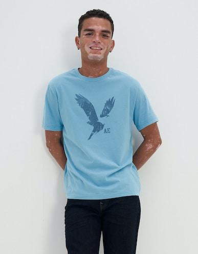 american eagle men blue super soft graphic t-shirt