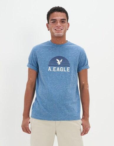 american eagle men blue super soft logo graphic t-shirt