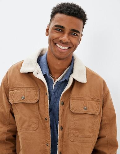 american eagle men brown workwear shacket