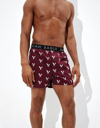 american eagle men burgundy eagle stretch boxer short