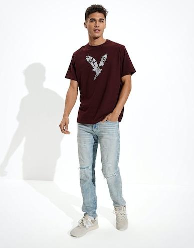 american eagle men burgundy super soft graphic t-shirt