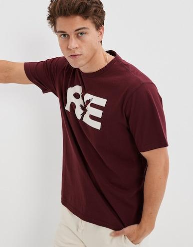 american eagle men burgundy super soft logo graphic t-shirt