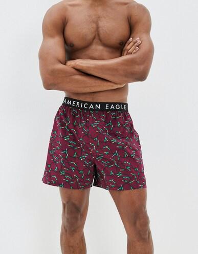 american eagle men burgundy x-mas lights stretch boxer short