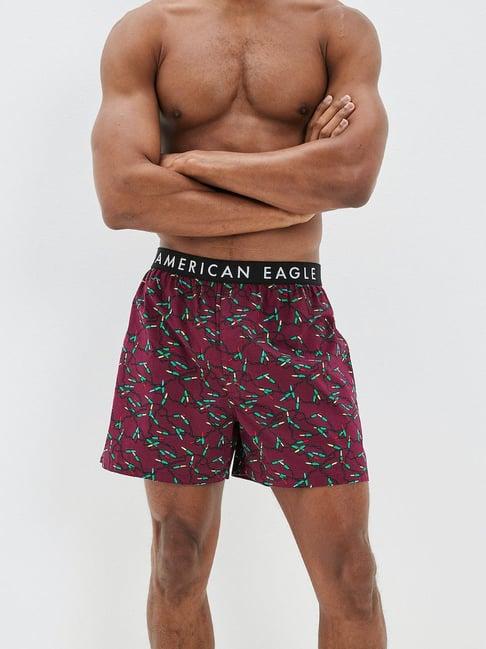 american eagle men burgundy x-mas lights stretch boxer short