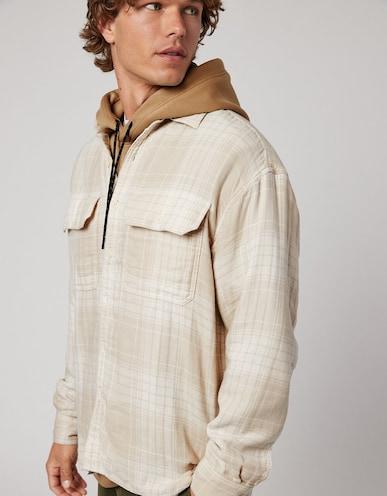 american eagle men cream 24/7 flannel shirt