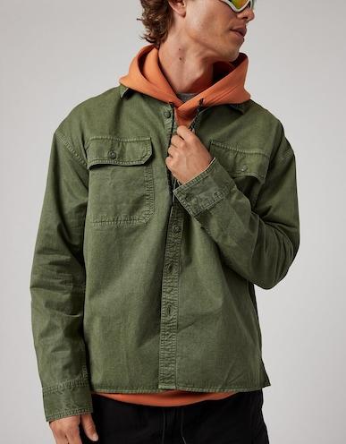 american eagle men green 24/7 shacket