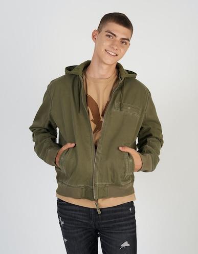 american eagle men green hooded workwear jacket