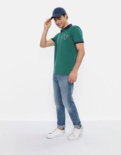 american eagle men green pique polo shirt