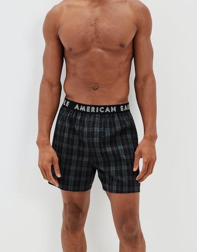 american eagle men green plaid stretch boxer short