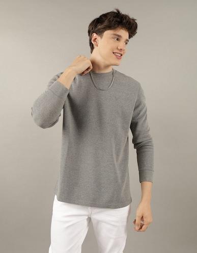 american eagle men grey long-sleeve thermal t-shirt