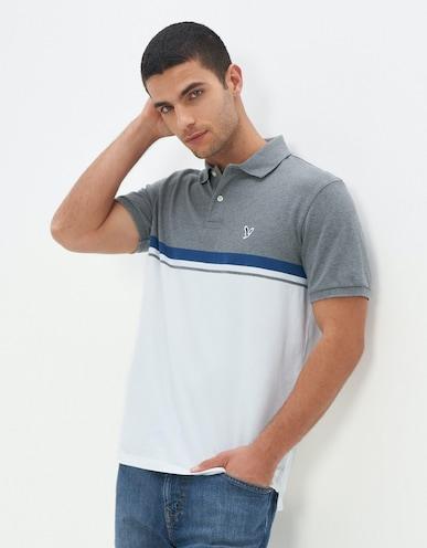 american eagle men grey striped polo shirt