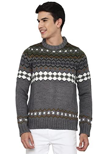 american eagle men grey super soft fairisle crew neck sweater