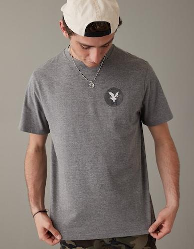 american eagle men grey super soft logo graphic t-shirt