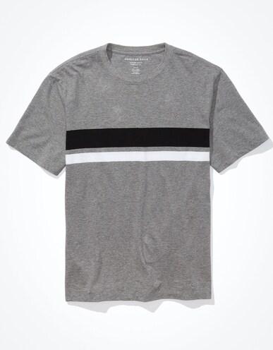 american eagle men grey super soft striped t-shirt