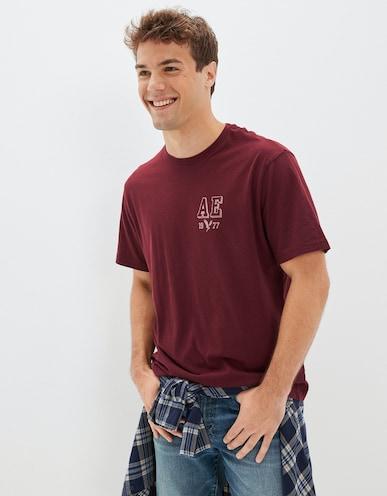 american eagle men maroon super soft graphic t-shirt