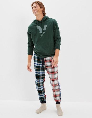 american eagle men multi-colored patchwork flannel pant