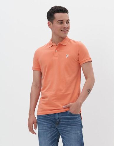 american eagle men orange slim fit flex polo shirt